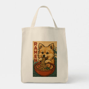 Bolso De Tela Perro Pomchi Adorable Amante del Ramen