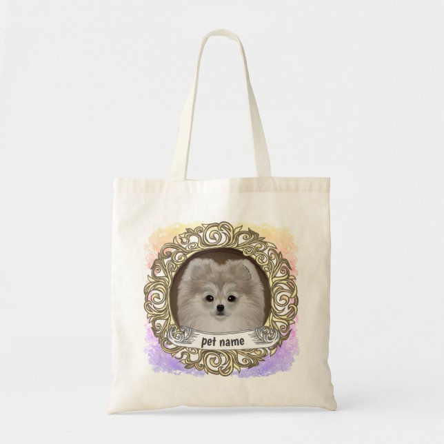 Bolso De Tela Perro Pomerania  (Frente)
