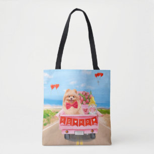 Bolso De Tela Perro Pomerania Camión Día de San Valentín Corazon