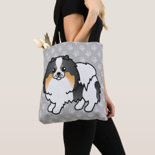 Bolso De Tela Perro Pomerania De Dibujos Animados Con Abrigo Tri