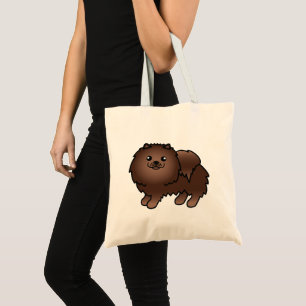 Bolso De Tela Perro Pomerania de Dibujos Animados Marrón Esponjo