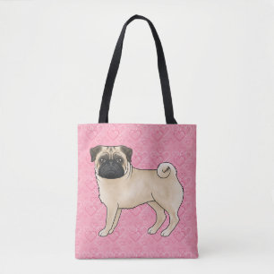 Bolso De Tela Perro Pug Ciervo de Dibujos Animados Trapos Corazo