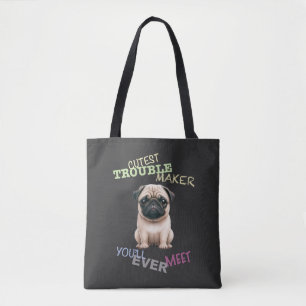 Bolso De Tela Perro Pug Menor Problema Maker Cute Adorable Funny