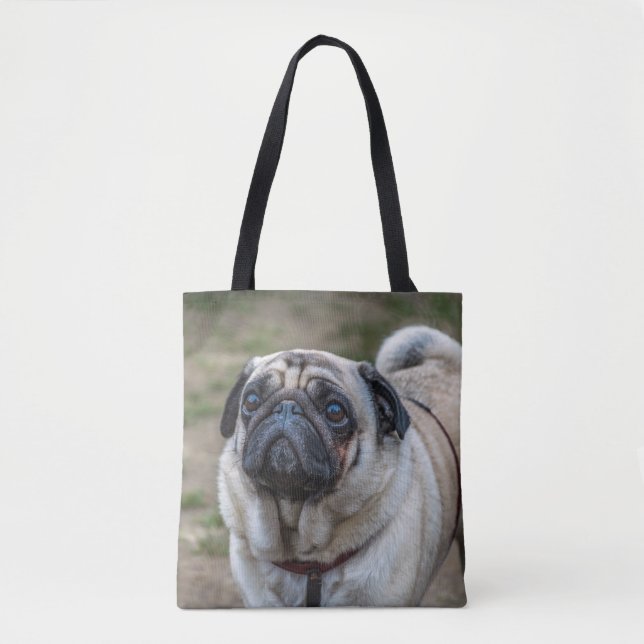 Bolso De Tela Perro Pug Tote Bag (Anverso)