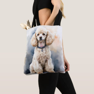 BOLSO DE TELA PERRO PUPPY DE POODLE MINIATURA BLANCO LINDOS