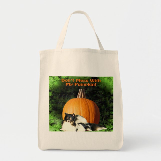 Bolso De Tela Perro que protege la calabaza grande Funny Hallowe (Frente)