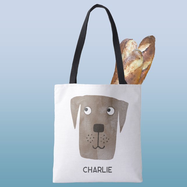 Bolso De Tela Perro recuperador de chocolate personalizado (Fun personalized name Chocolate Labrador Retriever dog tote bag)