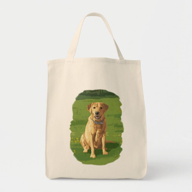 Bolso De Tela Perro recuperador de labrador amarillo (Frente)