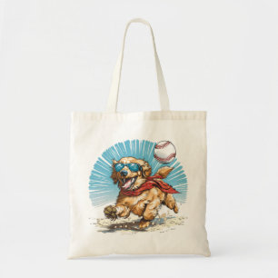 Bolso De Tela Perro recuperador de oro jugando al béisbol