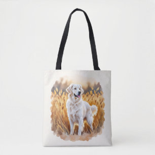Bolso De Tela Perro Retriever Dorado Blanco