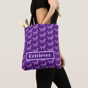 Bolso De Tela Perro Retriever Dorado Silueta Púrpura Personal