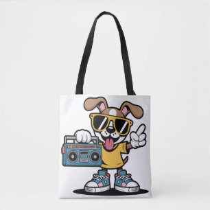 Bolso De Tela Perro Retro Hip Hop: Cool Cartoon Puppy