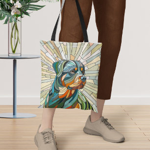 Bolso De Tela Perro Rottweiler - arte de mosaicos