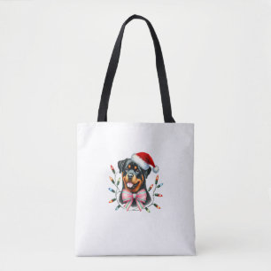 Bolso De Tela Perro Rottweiler con Navidades Coquette Bow