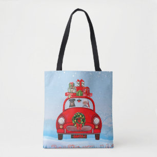 Bolso De Tela Perro Rottweiler en coche con Papá Noel