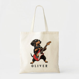 Bolso De Tela Perro salchicha Cool Rocker tocando guitarra eléct