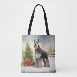 Bolso De Tela Perro Schnauzer en Navidades de nieve