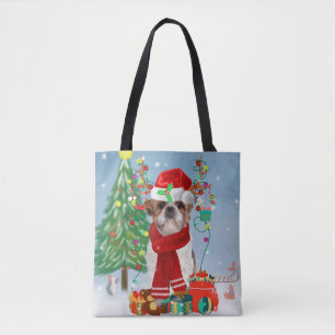 Bolso De Tela Perro Shih Tzu en Navidades de nieve