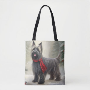 Bolso De Tela Perro Skye Terrier en Navidad de Nieve