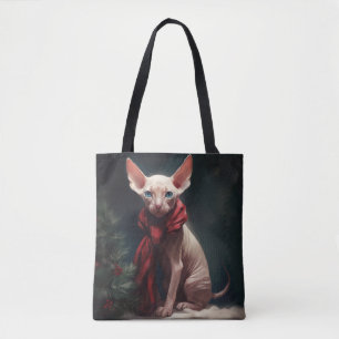 Bolso De Tela Perro Sphynx en Navidad con nieve