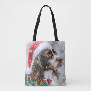 Bolso De Tela Perro Springer Spaniel Festividad de Navidad