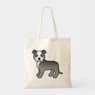 Bolso De Tela Perro Staffordshire Bull Terrier Azul y Blanco