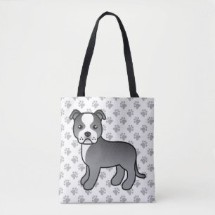 Bolso De Tela Perro Staffordshire Bull Terrier azul y blanco
