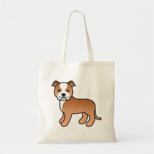 Bolso De Tela Perro Staffordshire Bull Terrier Rojo Y Blanco