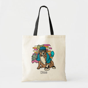 Bolso De Tela Perro Street Retro, gorra y zapatillas   Divertido