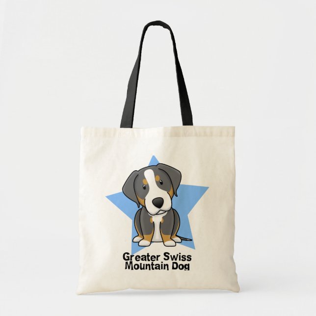 Bolso De Tela Perro suizo de la montaña de la estrella de Kawaii (Frente)