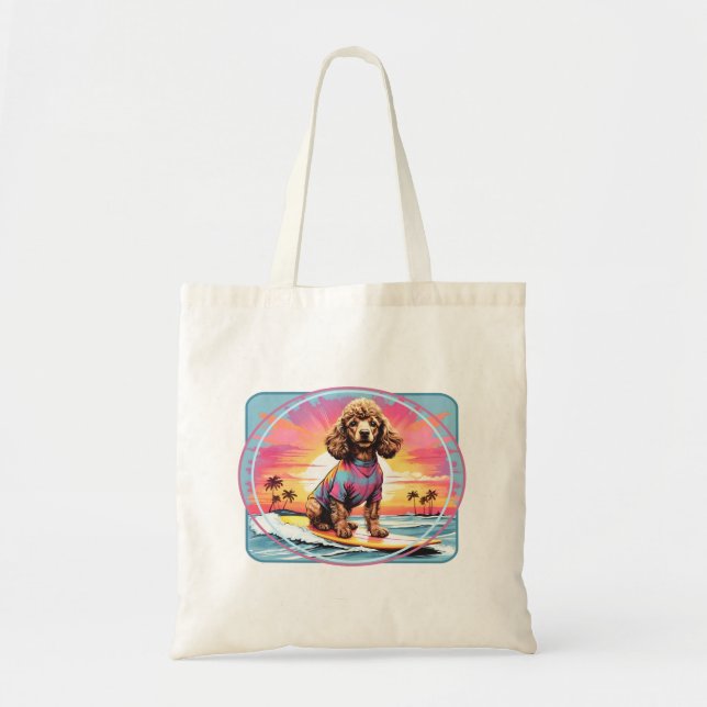 Bolso De Tela Perro Surfista de Caniche (Frente)