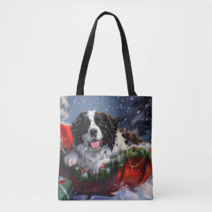 Bolso De Tela Perro Terranova Navidad Festiva