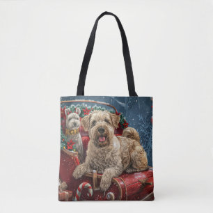 Bolso De Tela Perro Terrier Trigo Navidad Festiva
