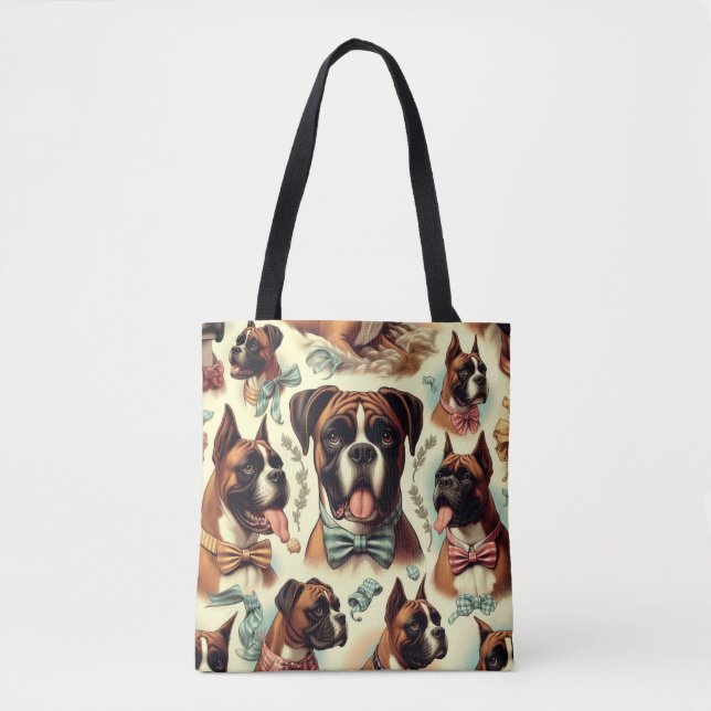 Bolso De Tela Perro vintage Boxer Seamless (Anverso)