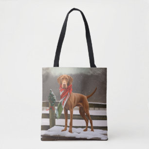 Bolso De Tela Perro Vizsla en Navidades de nieve