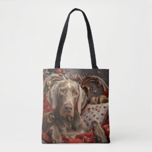Bolso De Tela Perro Weimaraner Navidad Festiva