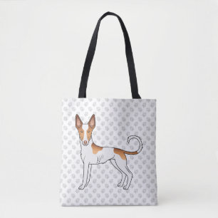 Bolso De Tela Perro y patas de Podenco Ibicenco Blanco y Rojo de