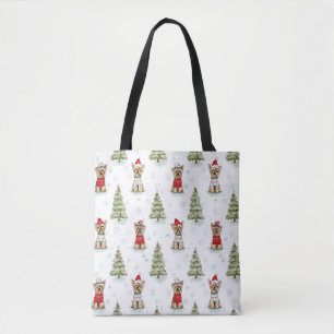 Bolso De Tela Perro Yorkies de Navidad