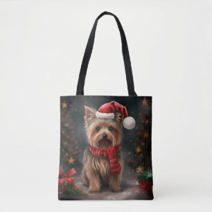 Bolso De Tela Perro Yorkshire Terrier en Navidad con Nieve