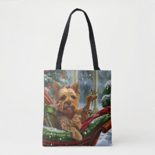 Bolso De Tela Perro Yorkshire Terrier Navidad Festiva