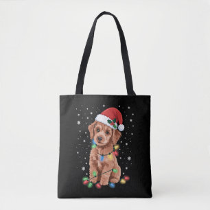 Bolso De Tela Perros Caniche Árbol Navidad Xmas Mascota Animal P