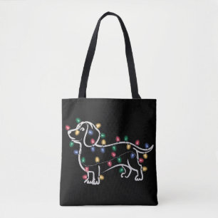 Bolso De Tela Perros Dachshund Árbol Navidad Xmas Mascota Perro