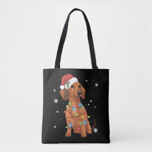Bolso De Tela Perros Dachshund Árbol Navidad Xmas Mascota Perro 