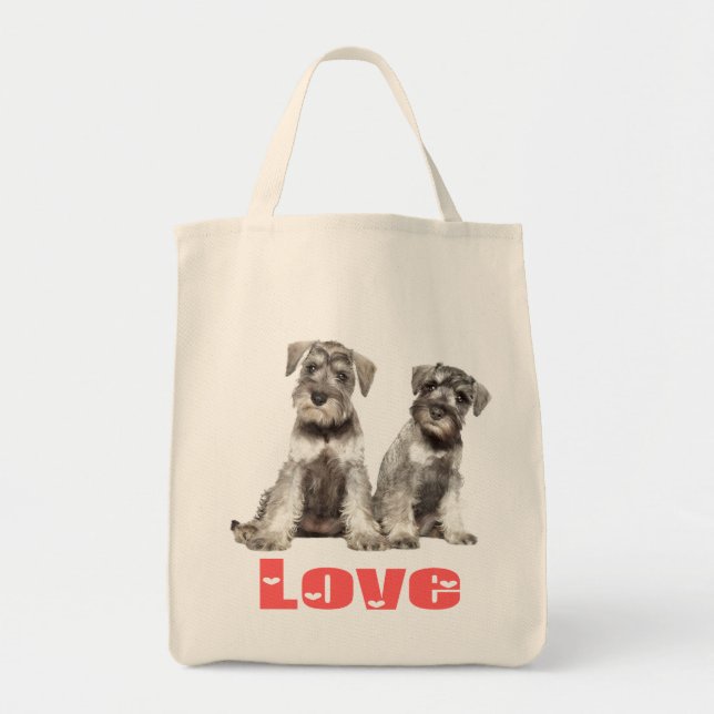 Bolso De Tela Perros de cachorro Schnauzer en miniatura Tote del (Frente)