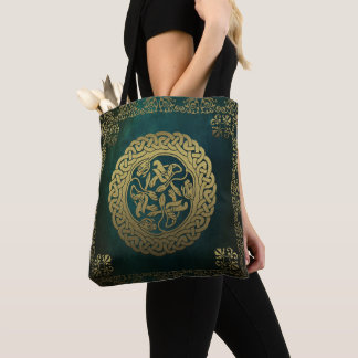 Bolso De Tela Perros de Knot celta Dark Lavado Oro Verde