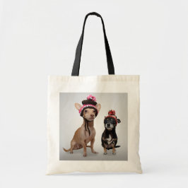 Bolso De Tela Perros de la chihuahua con la foto de los gorras