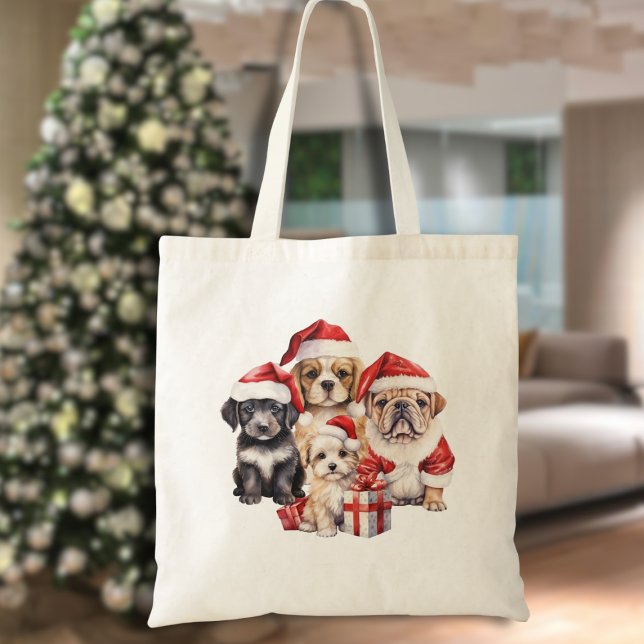 Bolso De Tela 'Perros de los Navidades lindos amante del perro b (Subido por el creador)