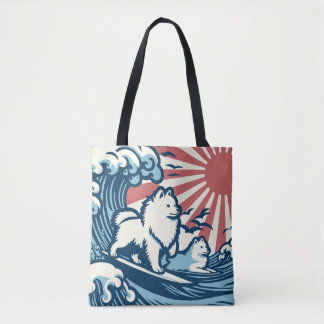 Bolso De Tela Perros de Spitz japoneses navegando por la gran ol