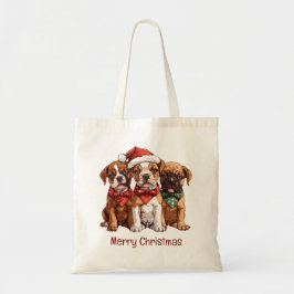 Bolso De Tela Perros del Boxer navideño