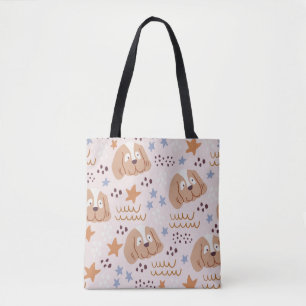Bolso De Tela Perros, estrellas, líneas: sin costuras